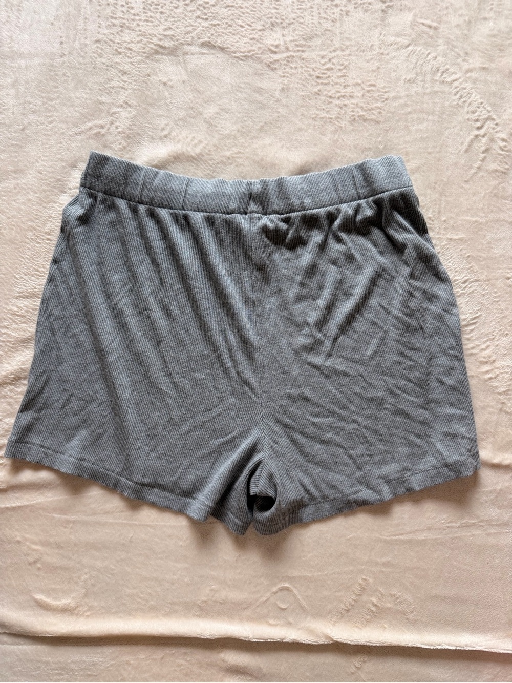 SKIMS Gray Ribbed Lounge Shorts